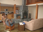 Fireplace grouping. The recliner has a swivel base, and the rocker can be easily lifted and turned, to convert to a conversation area with the 2 chairs instead of the sofa.