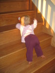 Brianna has decided it's time to learn to climb stairs.