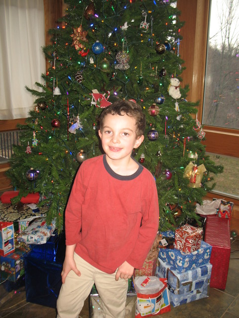 Connor showing off his tooth gap -- he lost his tooth at Christmas dinner!