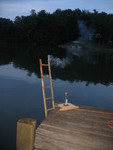 Dad fixed up the dock ladder to launch bottle rockets