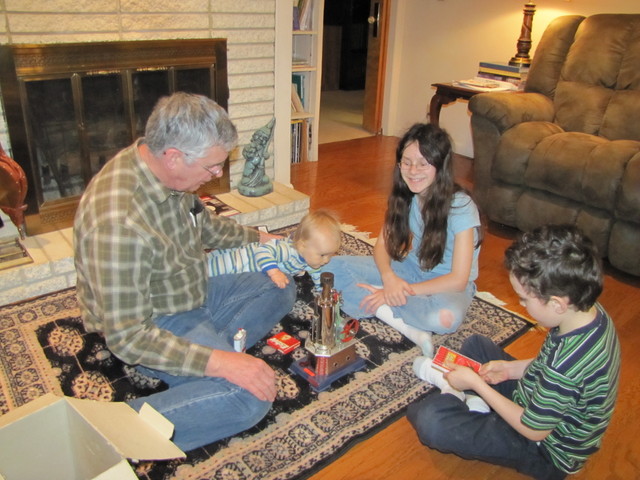 March 12: PaChris and the kids playing with a steam engine