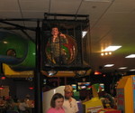 April 4th: Birthday party for one of the kids down the street, held at Chuck E Cheese.  Connor in the indoor playground