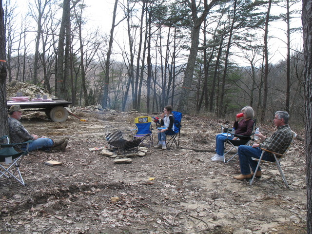 Jimmy, Kailyn, Mom, and Dad around our cookout fire. We grilled steaks and burgers