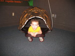 August 18: Another trip to the Explorium. Connor being a turtle