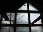 Plastic over windows in preparation for insulation spraying