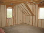 Insulation in Kailyn's room. She noted how much it changes the look of the room -- it looks a lot more like 'real walls.'