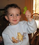 He's very, very proud of it and keeps carrying it around in a 'pouch' of his shirt pretending he's a daddy seahorse.