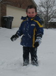 Snow-covered boy