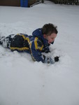 February 2: Connor playing in the snow