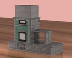 Masonry heater sketch, kitchen side