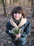 Kailyn with wildflowers on top of knoll, spring 2005
