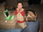 Connor's delight at having just solved a matching puzzle that helps him learn his numbers and basic addition