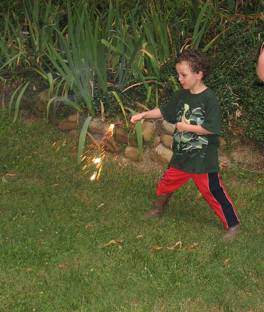 Connor with a sparkler