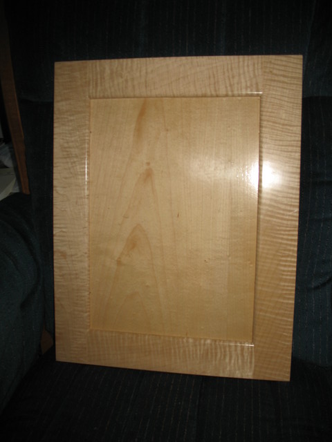 Cabinet door sample: natural finish (this is the one we both liked best)