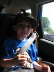 Connor with a cicada on his hat