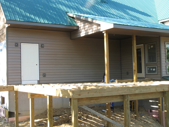Deck, with the kids playing on and under it
