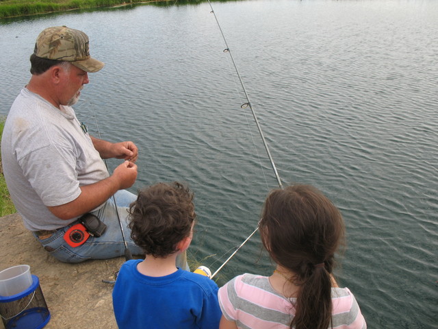 Jimmy, Connor, and Kailyn fishing