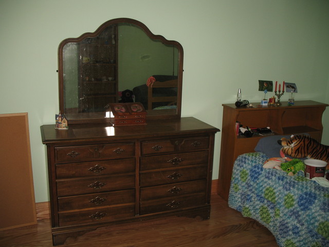 Mirror added to Kailyn's dresser, and starting to set up her room downstairs