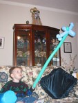 November 11: Grandma Gail had the balloon man at Cici's Pizza make balloon toys for the kids!  Connor with his airplane