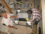 Looking down at the masonry heater