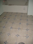 Downstairs bathroom tile at the end of the day