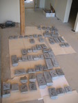 Decorative stones laid out for application